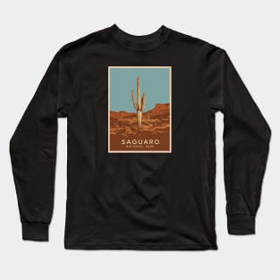 Retro Minimal Saguaro National Park Poster Long Sleeve T-Shirt